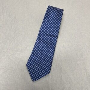 Altea Italy Silk Tie Extra Long Blue Geometric Pattern Made In Italy Mens Neckti